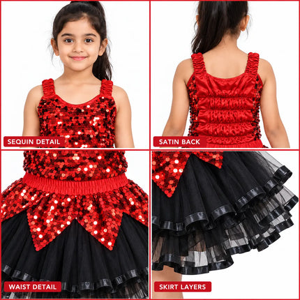 Girls Red Sequin western dance dress – Sparkly Party & Stage Performance Costume fancydresswale.com