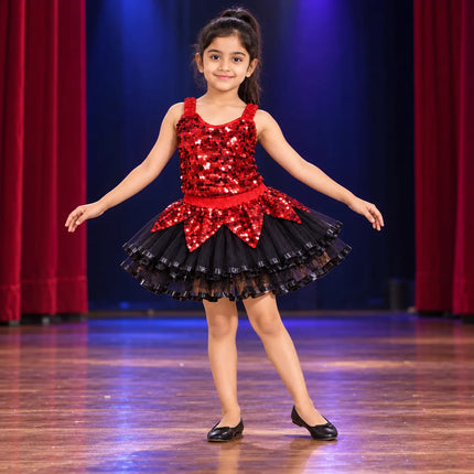 Girls Red Sequin western dance dress – Sparkly Party & Stage Performance Costume fancydresswale.com