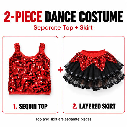 Girls Red Sequin western dance dress – Sparkly Party & Stage Performance Costume fancydresswale.com