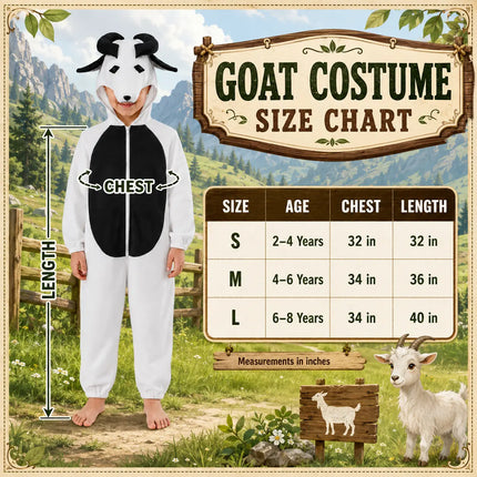 Goat Animal Costume Jumpsuit with Horns & Ears Hood fancydresswale.com