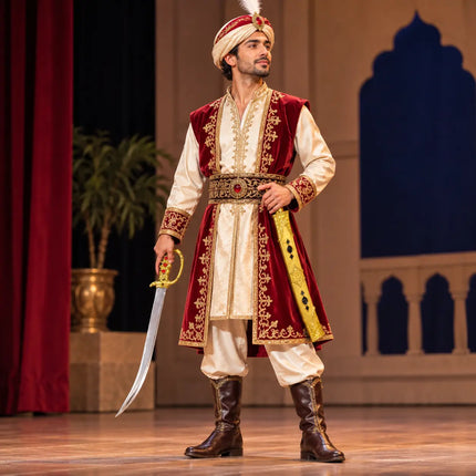 Royal stage character styling with Golden Talwaar and sheath