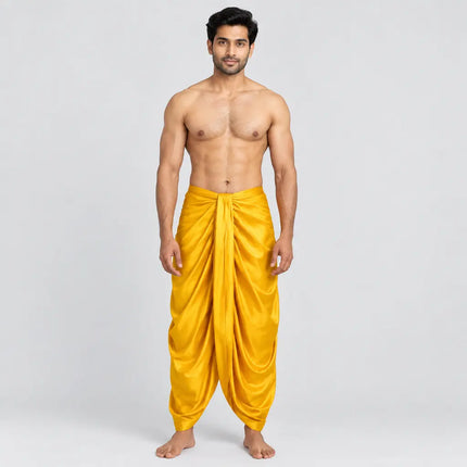 Golden-yellow dhoti AI studio photoshoot preview