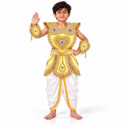 Golden kavach costume waving pose