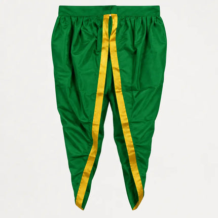 Green dhoti golden border close-up