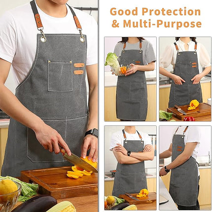 Chef Aprons Canvas Cross Back Premium : Stylish Unisex Design with Spacious Pockets fancydresswale.com