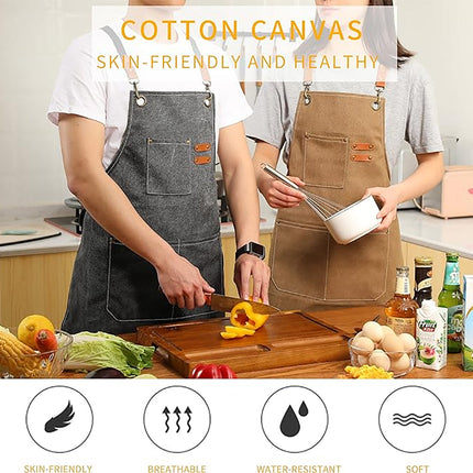 Chef Aprons Canvas Cross Back Premium : Stylish Unisex Design with Spacious Pockets fancydresswale.com