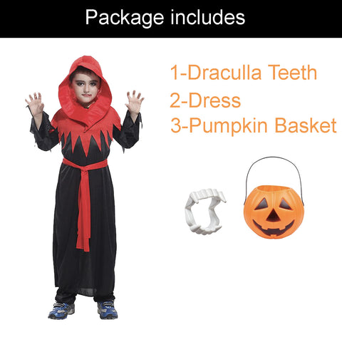 FancyDressWale halloween Draculla dress for Boys with pumpkin basket ghost theme costume party