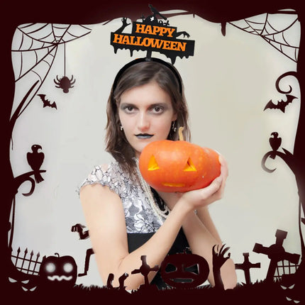 Halloween Headbands - LED Light-Up costume Party Accessories Pumpkin, Graveyard, Dripping Horror, and Spider Web Themes (Crow Ghost Hand) Fancydresswale