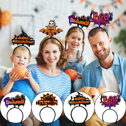 Halloween Headbands - LED Light-Up costume Party Accessories Pumpkin, Graveyard, Dripping Horror, and Spider Web Themes (Crow Ghost Hand) Fancydresswale