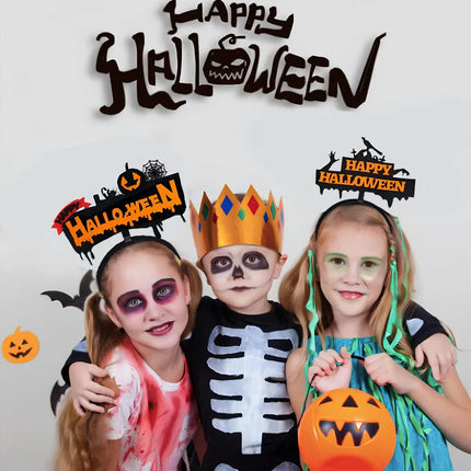 Halloween Headbands - LED Light-Up costume Party Accessories Pumpkin, Graveyard, Dripping Horror, and Spider Web Themes (Crow Ghost Hand) Fancydresswale