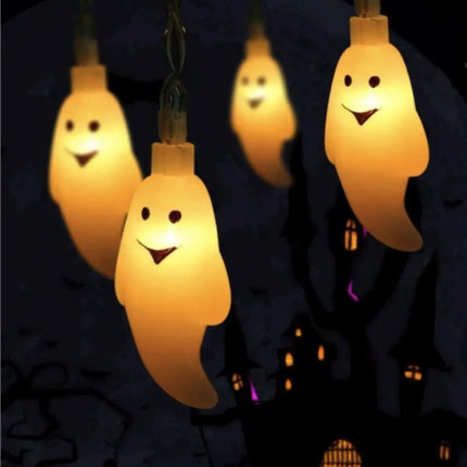 Halloween LED String Lights Pumpkin, Ghost, Eyeball, Cat, Skull, and Spider LED Decorations for Indoor & Outdoor Halloween Decor (Little Ghost) Fancydresswale