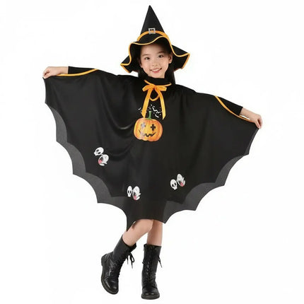Halloween Witch Costume for Girls – Cloak & Hat Set | Red & Black fancydresswale.com