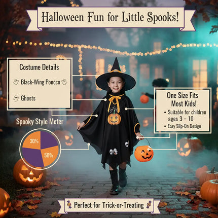 Halloween Witch Costume for Girls – Cloak & Hat Set | Red & Black fancydresswale.com