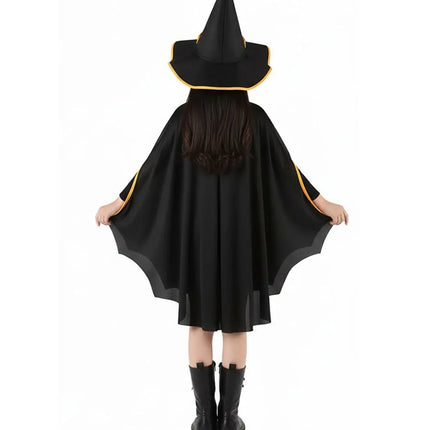Halloween Witch Costume for Girls – Cloak & Hat Set | Red & Black fancydresswale.com