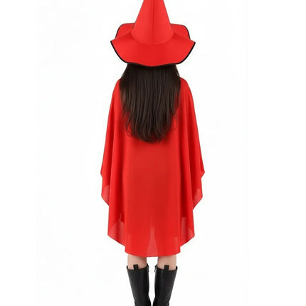 Halloween Witch Costume for Girls – Cloak & Hat Set | Red & Black fancydresswale.com