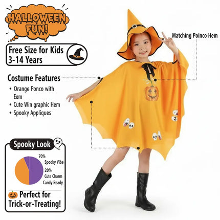 Halloween Witch Costume for Girls – Cloak & Hat Set | Red & Black fancydresswale.com