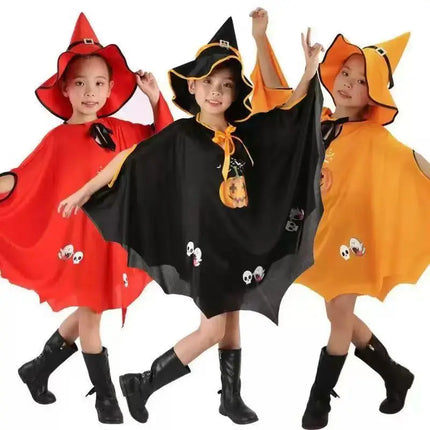 Halloween Witch Costume for Girls – Cloak & Hat Set | Red & Black fancydresswale.com