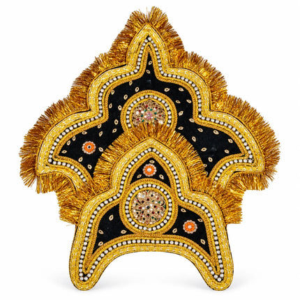 Handcrafted Golden Mukut Crown for Adults (Black and Blue) fancydresswale.com