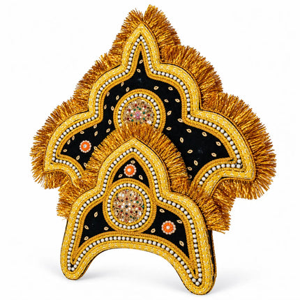 Handcrafted Golden Mukut Crown for Adults (Black and Blue) fancydresswale.com