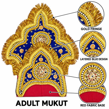 Handcrafted Golden Mukut Crown for Adults (Black and Blue) fancydresswale.com