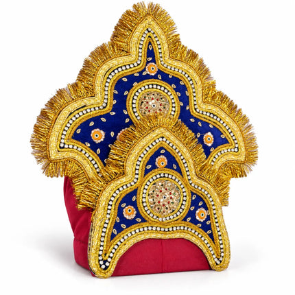Handcrafted Golden Mukut Crown for Adults (Black and Blue) fancydresswale.com