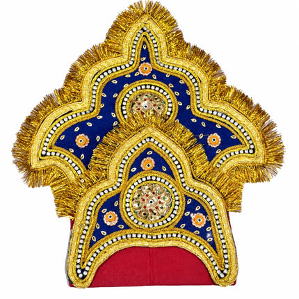 Handcrafted Golden Mukut Crown for Adults (Black and Blue) fancydresswale.com