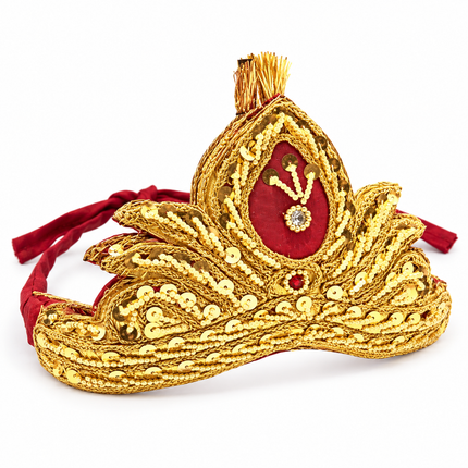 Royal Golden Mukut Crown with Burgundy Panel for Kids (8-12 Years) – Set of 12
