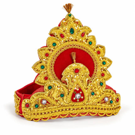 Handmade Red and Gold Mukut Crown for Kids – 3 Sizes Available fancydresswale.com