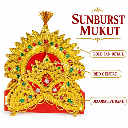 Handmade Red and Gold Mukut Crown for Kids – 3 Sizes Available fancydresswale.com