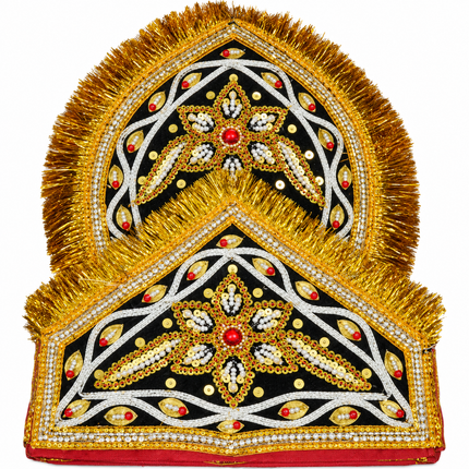 Handmade Double Mukut Crown for Kids (10+ Years) – Red and Black