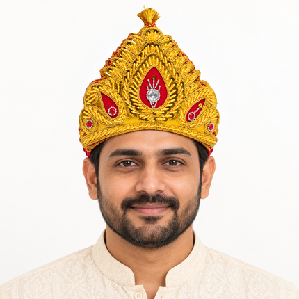 Royal Golden Mukut Crown for Adults – Set of 12