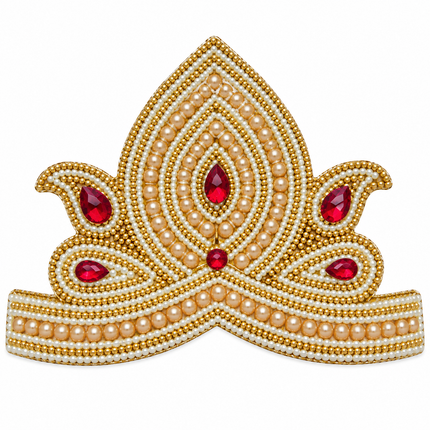 Pearl and Red Golden Mukut Crown for Kids (12-15 Years) – Pack of 6