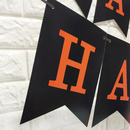 Happy Halloween Decorations Set,Party Props, Pumpkin Banners, Character Cutouts (Fishtail Flag) Fancydresswale