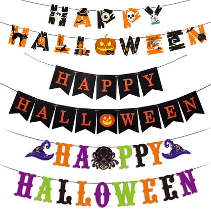 Happy Halloween Decorations Set,Party Props, Pumpkin Banners, Character Cutouts (Pumpkin Flag) Fancydresswale