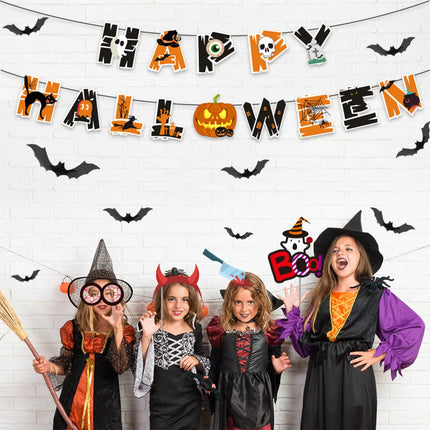Happy Halloween Decorations Set,Party Props, Pumpkin Banners, Character Cutouts (Pumpkin Flag) Fancydresswale