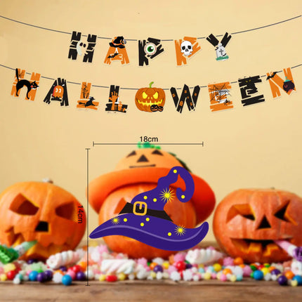 Happy Halloween Decorations Set,Party Props, Pumpkin Banners, Character Cutouts (Pumpkin Flag) Fancydresswale