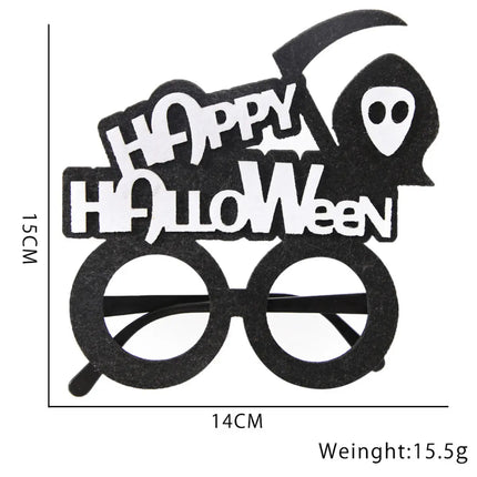 Happy Halloween Novelty Glasses with Pumpkin and Bat Designs, Black and Orange, One size fits everyone Fancydresswale