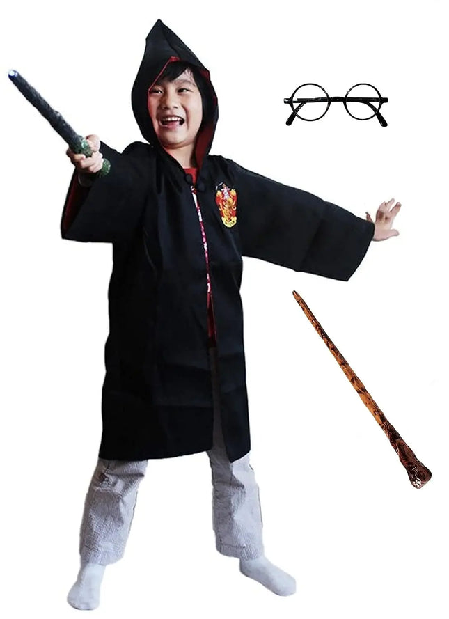 Harry Potter Gryffindor Robe with Portable Wand and Glasses Fancydresswale