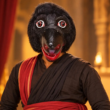 Performer wearing Jambavan Mask with a stage costume