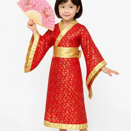 Japanese Kimono Costume for Girls Perfect for School Events & Cultural Day -Red Fancydresswale