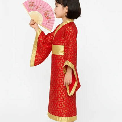 Japanese Kimono Costume for Girls Perfect for School Events & Cultural Day -Red Fancydresswale