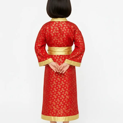 Japanese Kimono Costume for Girls Perfect for School Events & Cultural Day -Red Fancydresswale