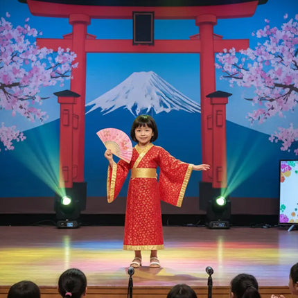Japanese Kimono Costume for Girls Perfect for School Events & Cultural Day -Red Fancydresswale