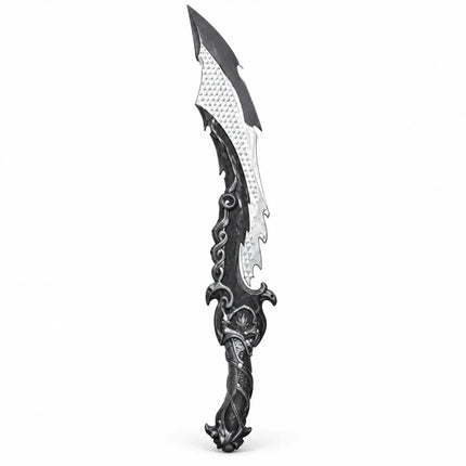 Kali Khadak Plastic costume sword with ornate black and silver-tone design