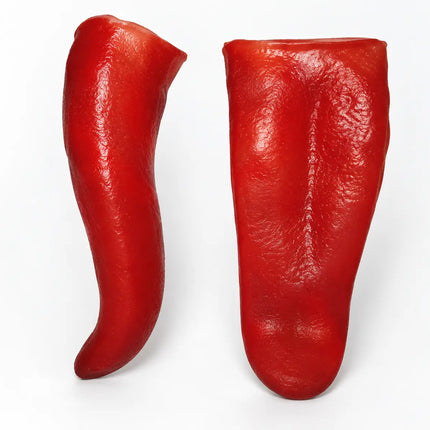 Red tongue costume prop close-up