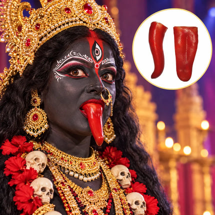 Red theatrical tongue prop stage styling