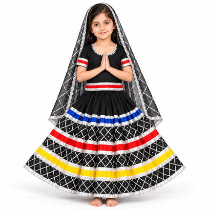 Kali/Taadka Lehenga Heavy – Black & Multicolour Fancy Dress Costume fancydresswale.com