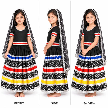 Kali/Taadka Lehenga Heavy – Black & Multicolour Fancy Dress Costume fancydresswale.com