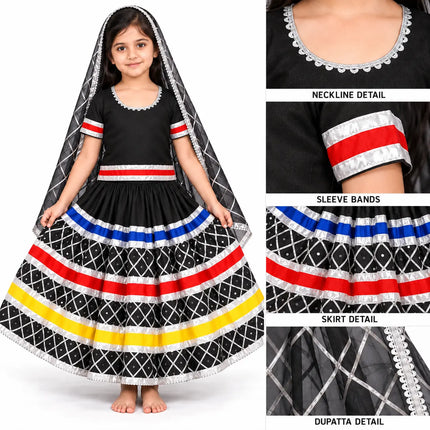 Kali/Taadka Lehenga Heavy – Black & Multicolour Fancy Dress Costume fancydresswale.com