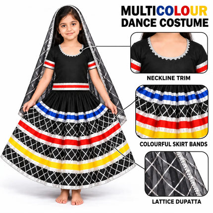 Kali/Taadka Lehenga Heavy – Black & Multicolour Fancy Dress Costume fancydresswale.com